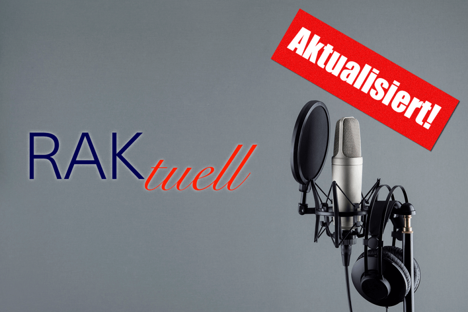 Logo RAKtuell mit Podcast-Mikrofon und Sticker "Aktualisiert!"