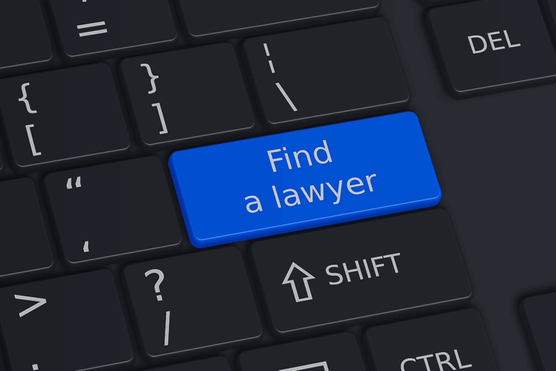 Taste „Find a lawyer“, Symbol für das Suchportal Find A Lawyer
