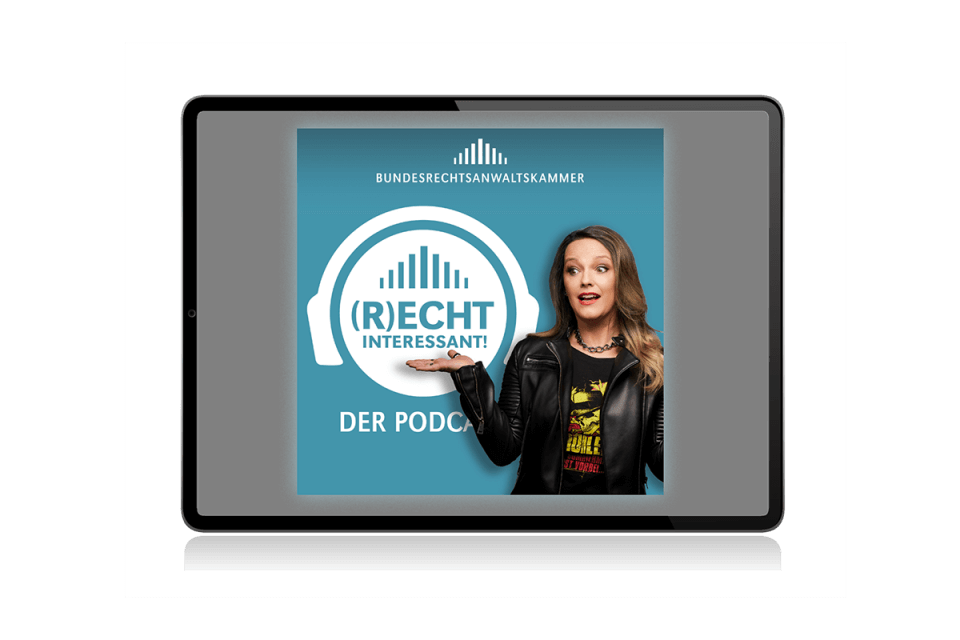 Logo (R)ECHT INTERESSANT-Podcast auf Tabletbildschirm (Steffi Beyrich)