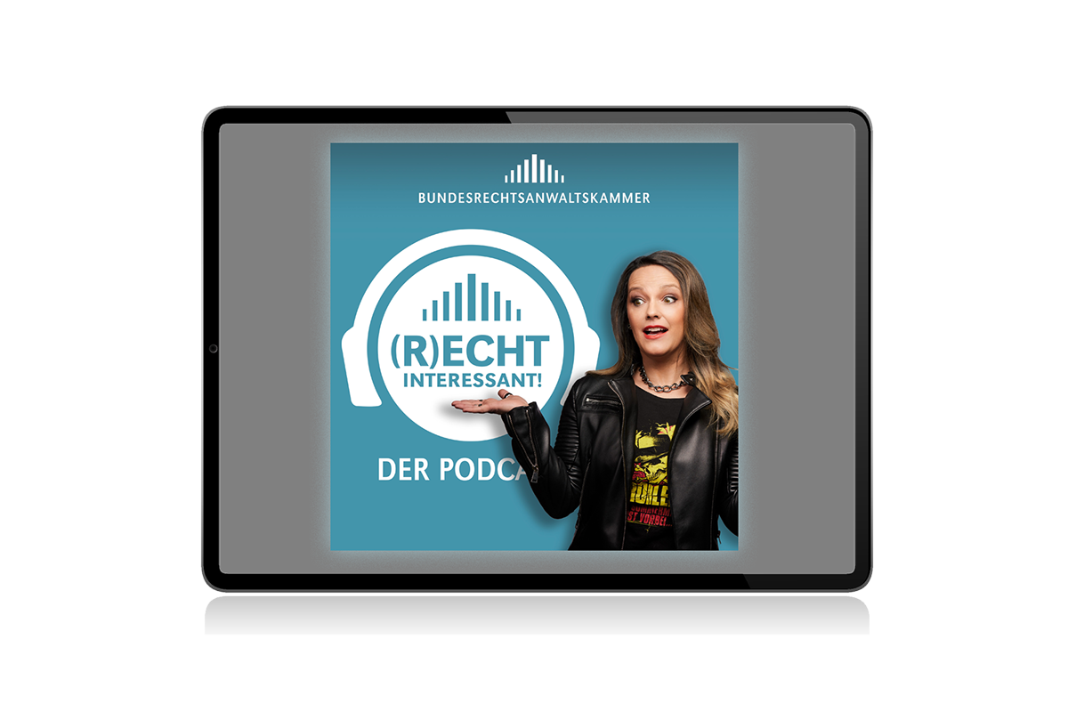 Logo (R)ECHT INTERESSANT-Podcast auf Tabletbildschirm (Steffi Beyrich)