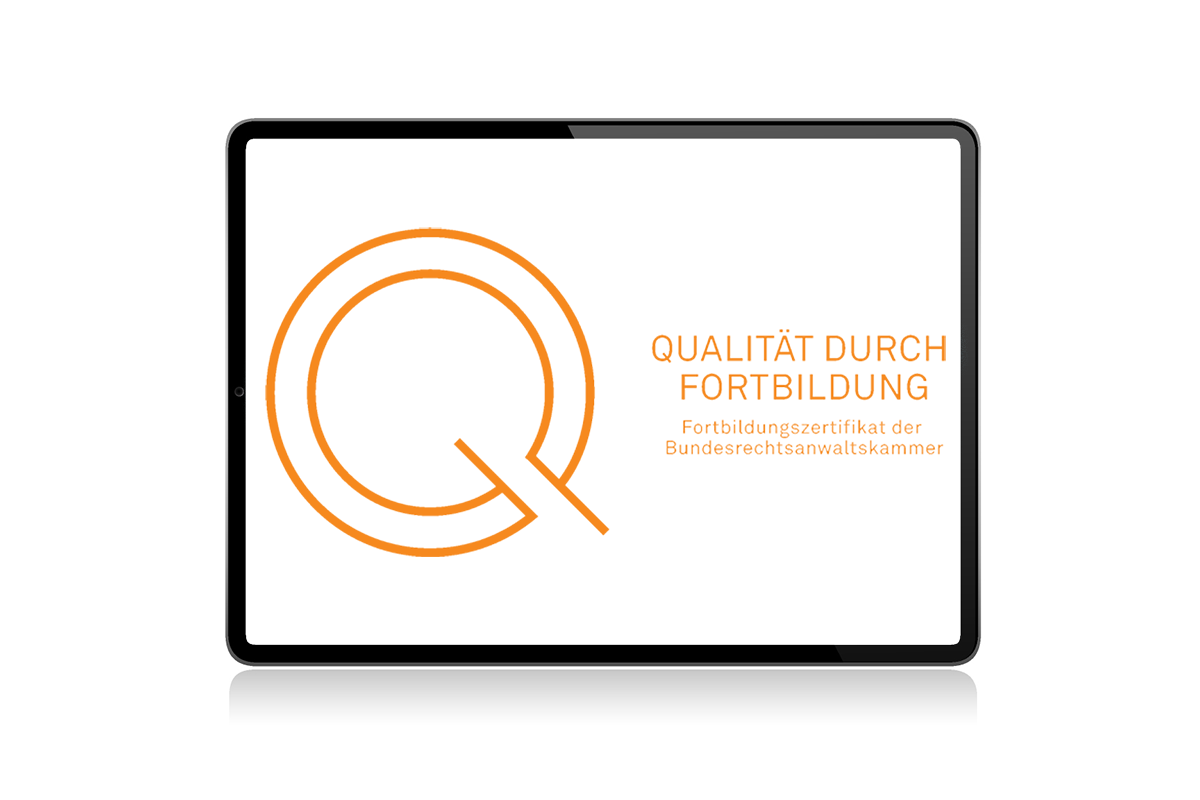 Logo Qualität durch Fortbildung (BRAK) auf Tabletbildschirm